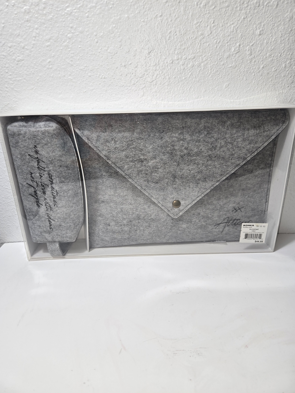 Kohl's Gray Felt Envelope Clutch with Gold Snap